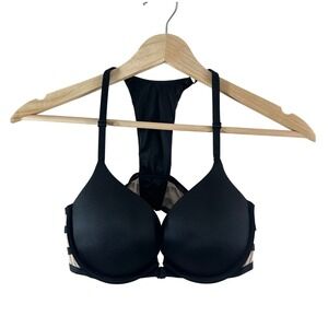 Victoria's Secret Very Sexy Push-Up Bra 34C Black Front Close Strappy Racerback